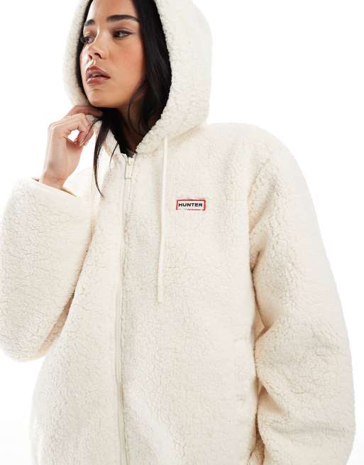 Chaqueta color crema con capucha de borreguito Bonelle de Hunter