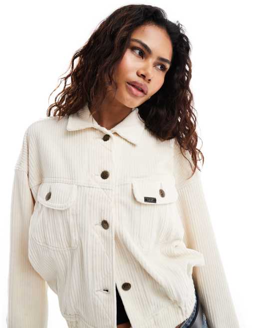 Chaqueta color crema con mangas tipo murciélago de pana Rider de Lee