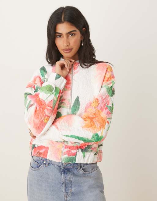 Chaqueta color crema con patrón floral de jacquard de ASOS DESIGN