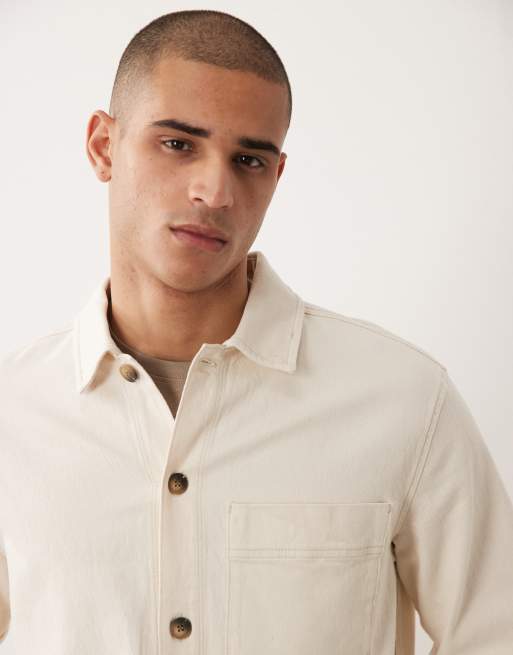 Chaqueta color crudo de estilo sobrecamisa de Selected, 3 de 5