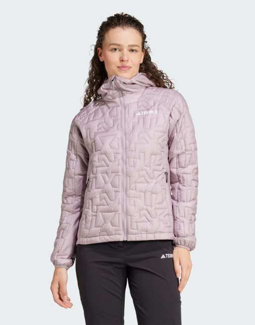 Chaqueta color malva pálido de corte suelto con capucha Terrex Xperior Primaloft de adidas