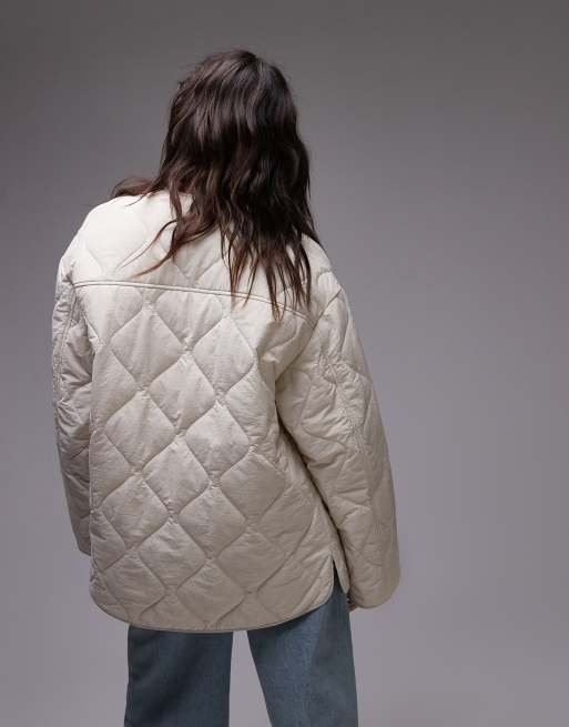 Chaqueta color piedra guateada cómoda con forro de Topshop, 4 de 4