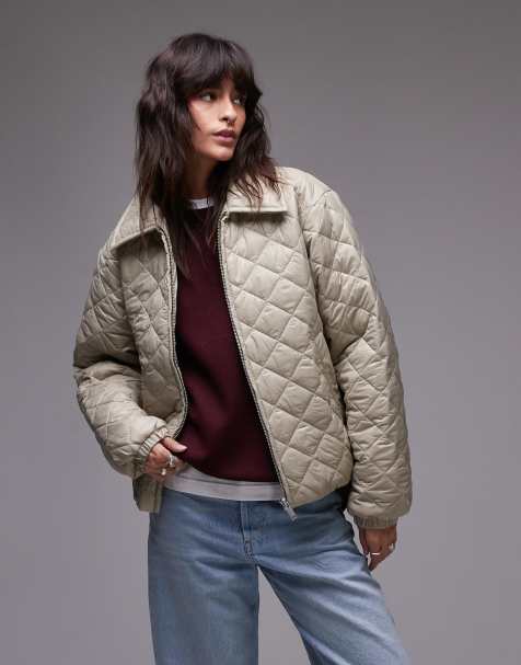 Chaqueta color piedra guateada con forro de Topshop - view 1