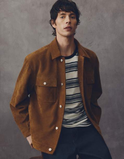 Chaqueta color tostado estilo camionero holgada de ante auténtico de ASOS COLLECTIVE - view 1