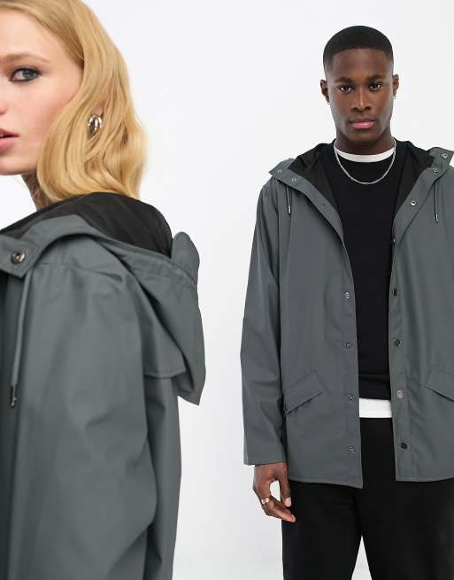 Chaqueta corta color pizarra unisex impermeable 12010 de Rains