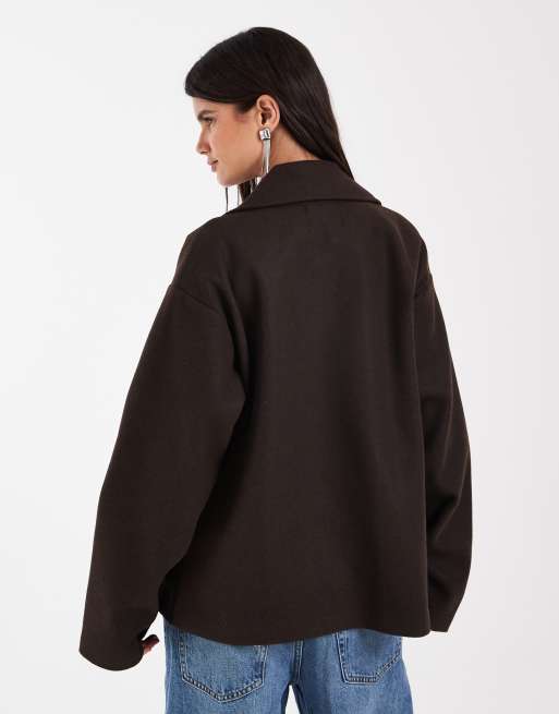 Chaqueta corta extragrande en marrón chocolate, 4 de 4