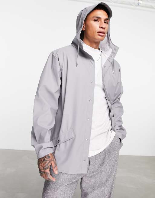 Chaqueta corta gris claro con capucha de Rains 