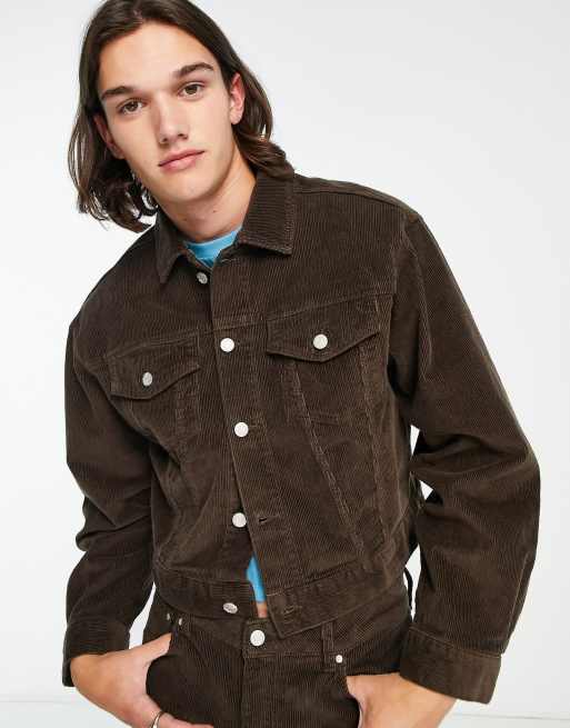 Chaqueta corta marrón de pana elástica de ASOS DESIGN (parte de un conjunto)