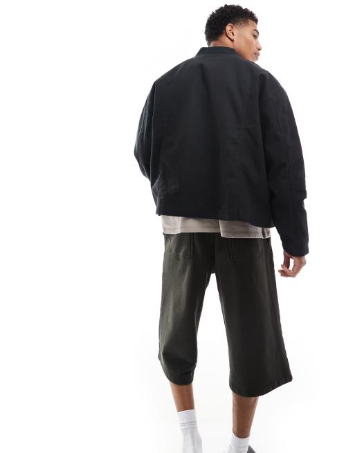 Chaqueta corta negro lavado extragrande de estilo entrenador de ASOS DESIGN, 4 de 4