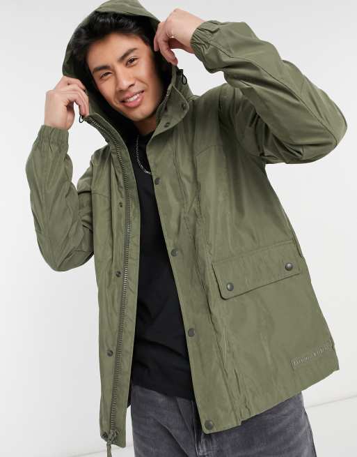 Chaqueta cortavientos color oliva con capucha de Abercrombie & Fitch