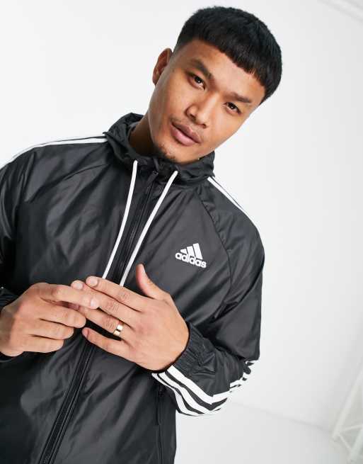 Chaqueta cortavientos negra con rayas de adidas Outdoors ASOS