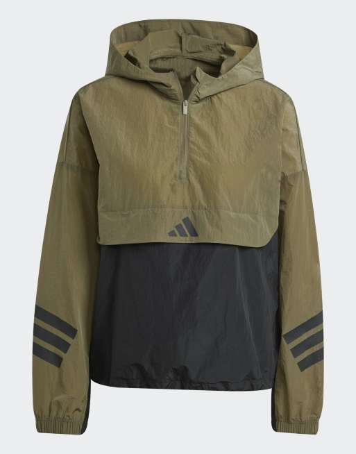 Chaqueta cortavientos verde oliva con 3 rayas Future Icons de adidas, 4 de 4
