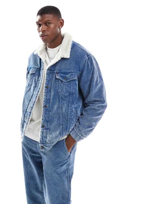 Chaqueta de camionero azul holgada de denim tipo pana y sherpa de Levi's (parte de un conjunto)