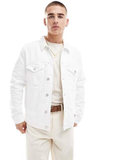 Chaqueta de camionero blanca de corte estándar de Tommy Jeans