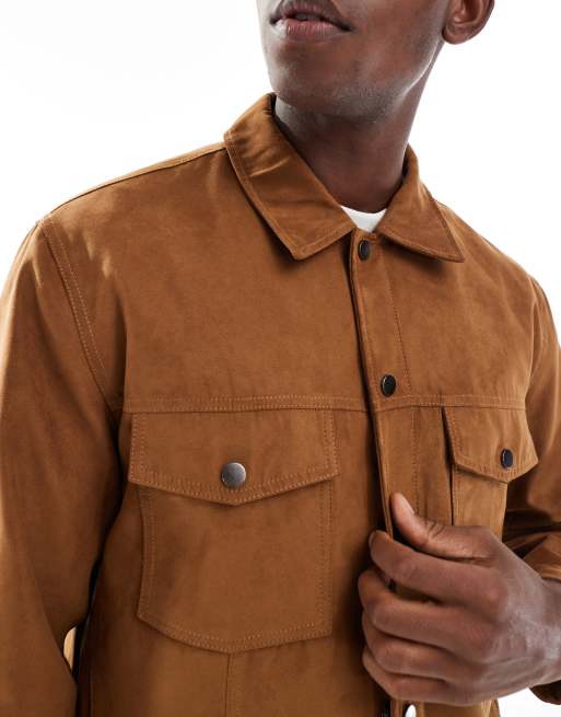 Chaqueta de camionero tostada de antelina de ONLY & SONS, 5 de 5