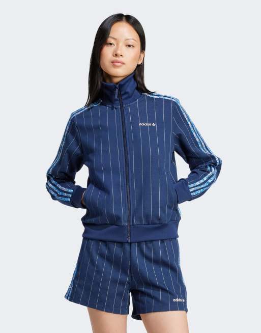 Chaqueta de chándal azul añil nocturno y blanco tiza con diseño color block de adidas Originals x Liberty London