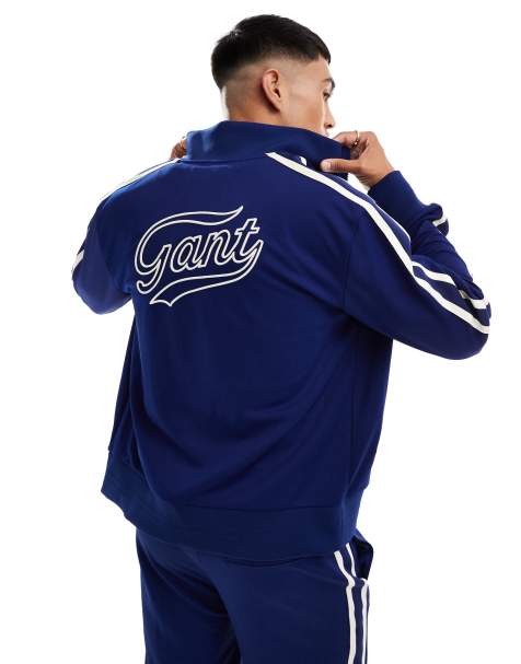 Chaqueta de chándal azul marino con diseño de 2 rayas y aplicación del logo en la espalda de GANT - view 1