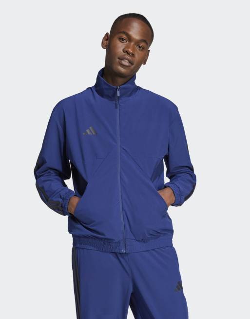 Chaqueta de chándal azul oscuro y negra de tejido liso House of Tiro de adidas Performance