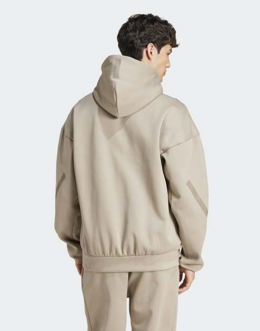 Chaqueta de chándal beis masilla con capucha y cremallera Z.N.E. de adidas Performance, 2 de 4