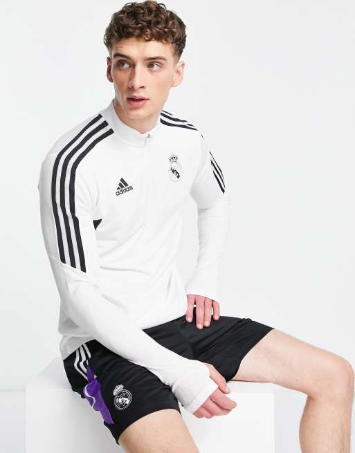 Chaqueta de chándal blanca con cremallera corta con diseño del Real Madrid 2022/23 de adidas Football 