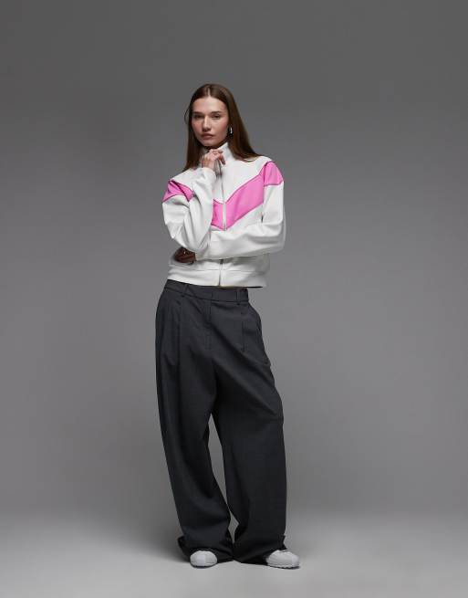 Chaqueta de chándal blanca y rosa de punto de poliéster Windrunner de Nike, 4 de 4