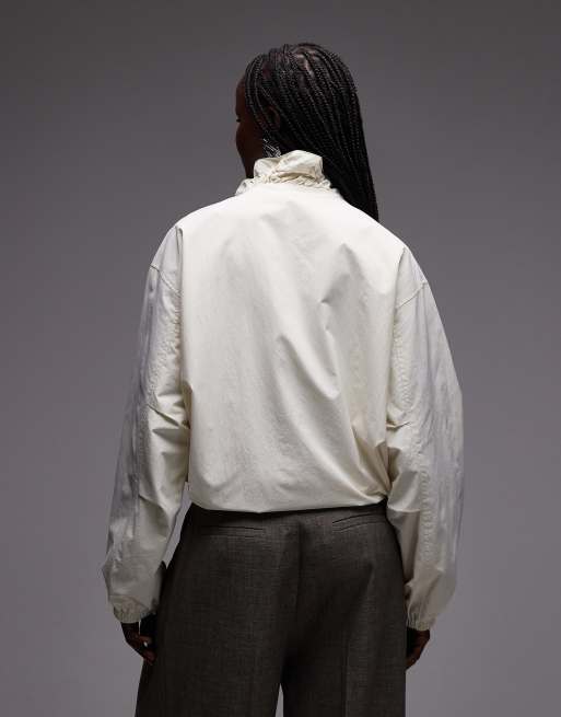 Chaqueta de chándal blanco hueso con bajo abullonado de nailon de ASOS DESIGN, 4 de 4
