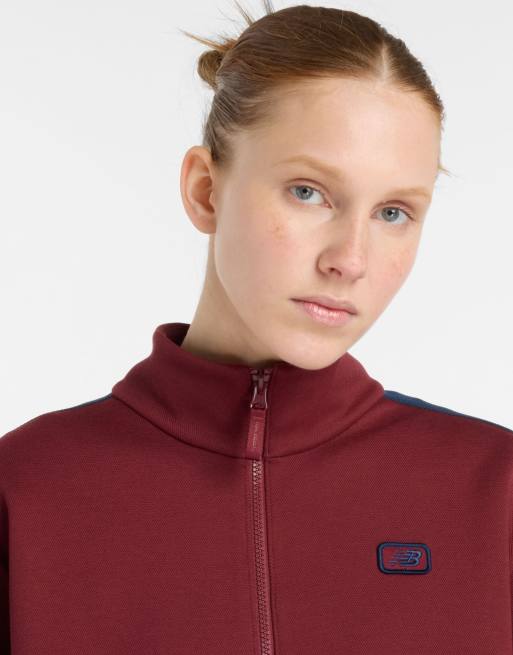 Chaqueta de chándal burdeos monarca de piqué Post Season de New Balance, 4 de 4