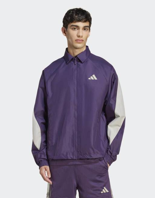 Chaqueta de chándal color ciruela aurora y gris metalizado Stadium de adidas Performance