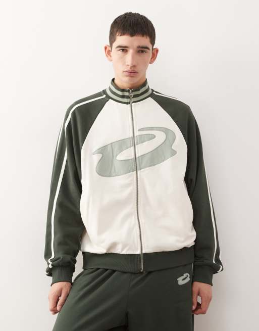 Chaqueta de chándal color crudo y verde de corte cuadrado de COLLUSION (parte de un conjunto)