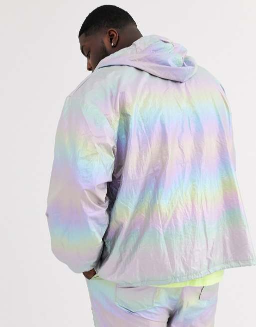 Chaqueta blanca reflectante holográfica unisex, chaqueta de