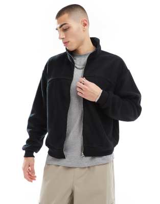 Chaqueta de chándal corto negro de felpa de ASOS DESIGN - view 1