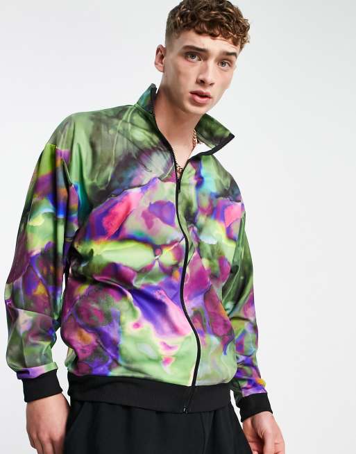 Chaqueta de chándal extragrande de festival con estampado integral de ASOS DESIGN (parte de un conjunto)