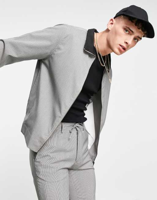 Chaqueta de chándal gris a cuadros pequeños de vestir de ASOS DESIGN (parte de un conjunto)