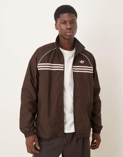 Chaqueta de chándal marrón café con rayas en el pecho de adidas Originals - view 1