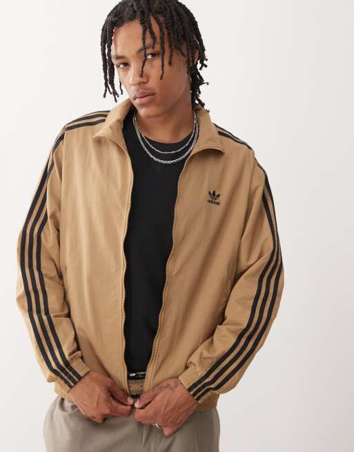 Chaqueta de chándal marrón cartón y negra Adicolor Firebird de adidas Originals