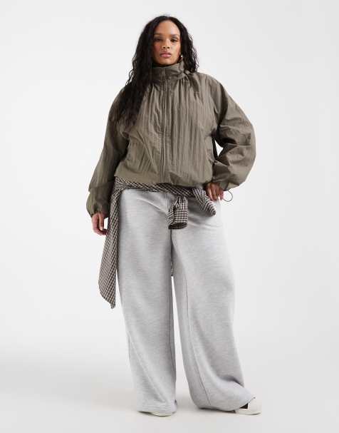 Chaqueta de chándal marrón grisáceo extragrande con bajo abullonado de ASOS DESIGN Curve - view 1