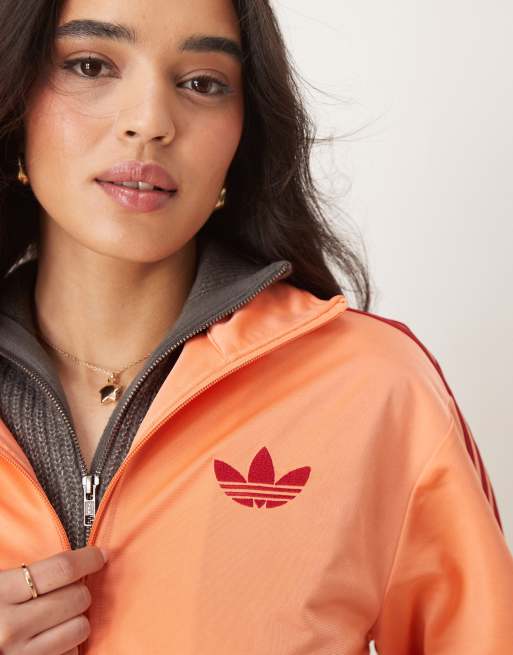 Chaqueta de chándal naranja y roja Firebird Loose de adidas