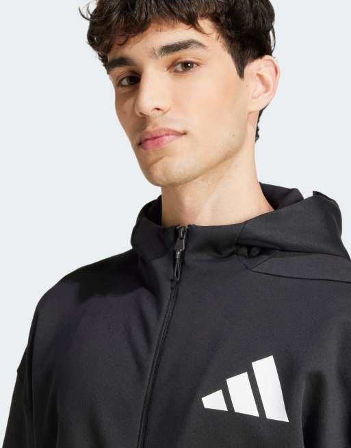 Chaqueta de chándal negra con capucha y cremallera Z.N.E. de adidas Performance, 2 de 4