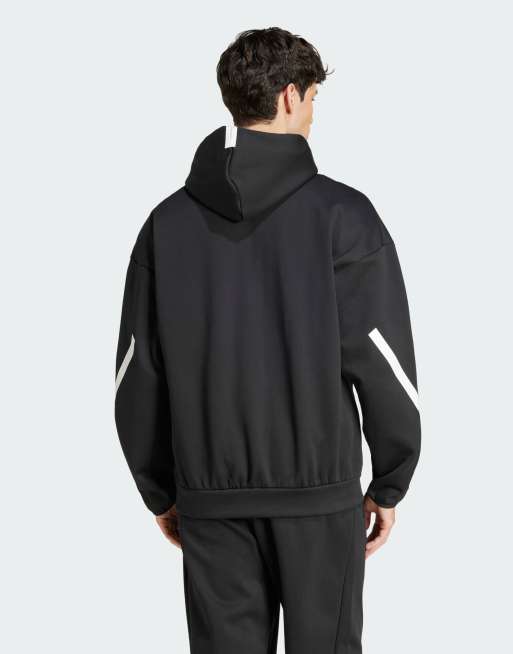 Chaqueta de chándal negra con capucha y cremallera Z.N.E. de adidas Performance, 3 de 4