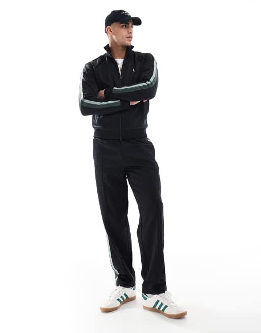 Chaqueta de chándal negra con cinta del logo en dos colores de Fred Perry (parte de un conjunto), 4 de 4