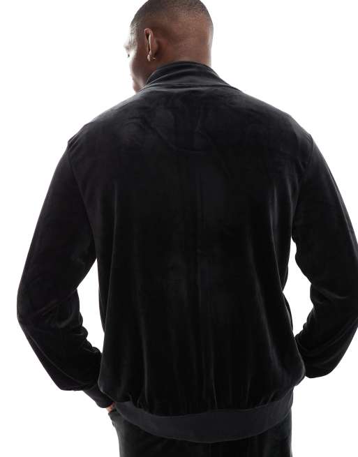 Chaqueta de chándal negra con cremallera de velour de New Era (parte de un conjunto), 3 de 4