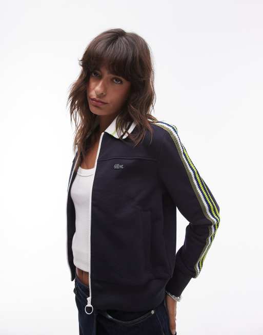 Chaqueta de chándal negra con cremallera y detalle a rayas de Lacoste , 3 de 4