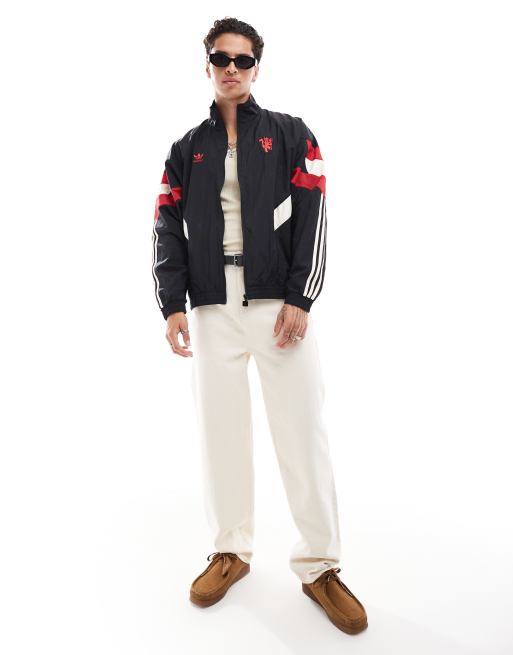 Chaqueta de chándal negra con diseño del Manchester United de adidas Football