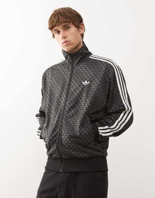 Chaqueta de chándal negra de corte suelto con estampado de monograma Firebird de adidas Originals