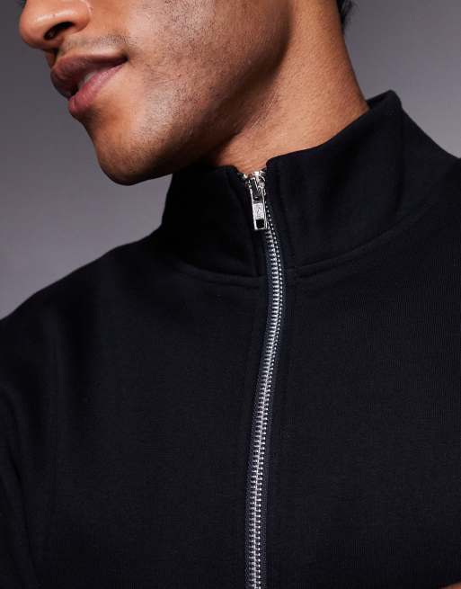 Chaqueta de chándal negra holgada con cremallera de punto liso de ASOS DESIGN, 5 de 5