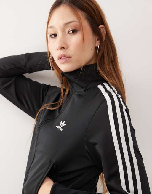 Chaqueta de chandal negra y blanca con diseno de 3 rayas de adidas Originals