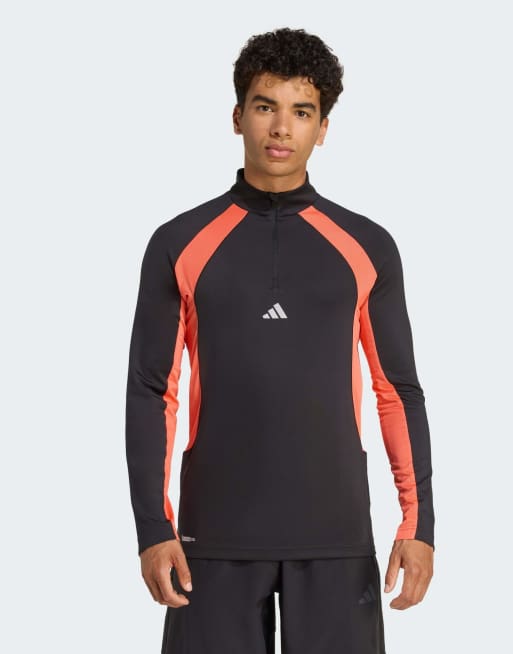 Chaqueta de chándal negra y color coral con cremallera corta Tech Apparel de adidas Performance