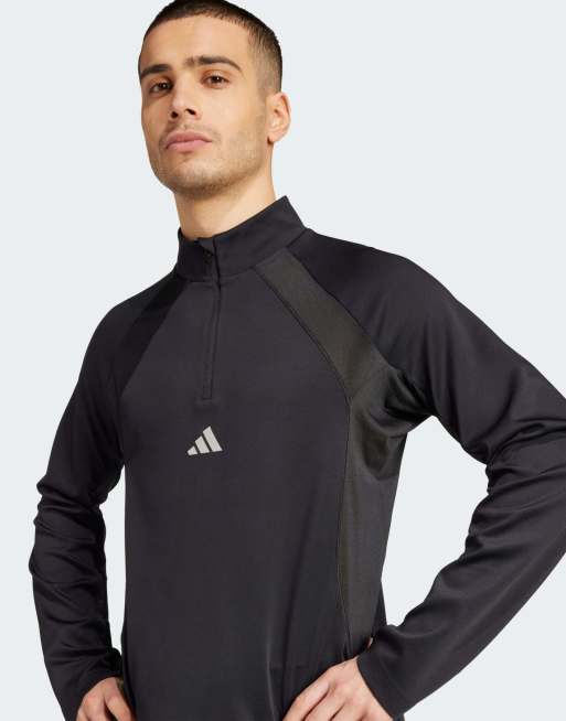 Chaqueta de chándal negra y gris carbón con cremallera corta Tech Apparel de adidas Performance, 2 de 4
