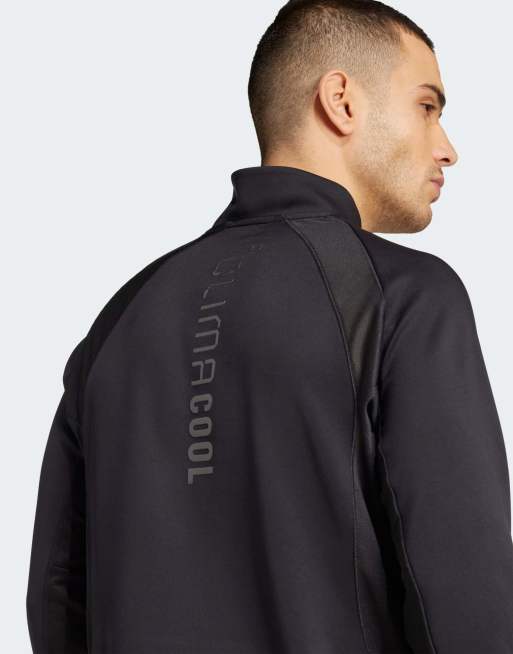 Chaqueta de chándal negra y gris carbón con cremallera corta Tech Apparel de adidas Performance, 4 de 4