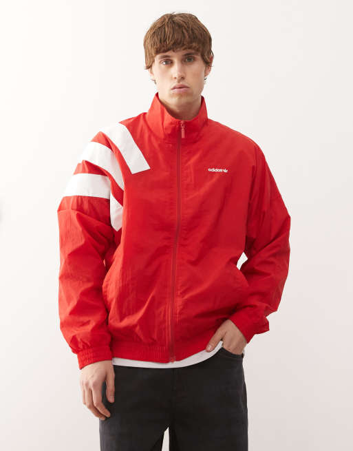 Chaqueta de chándal rojo escarlata y blanca con detalles color block Archive de adidas Originals